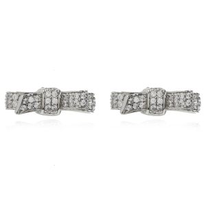 Pave Bow Stud Earrings - Silver
