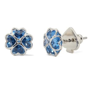 Crystal Spade Flower Studs Blue Zirconia - Silver