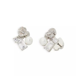 Flower Cluster Stud Earrings - Silver