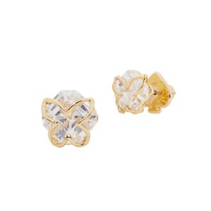 Crystal Butterfly Stud Earrings Earrings - Gold