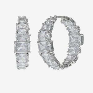Candy Stone Hoops - Clear/Silver