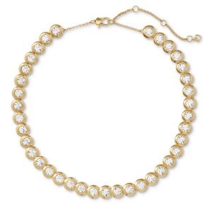 Crystal Bezel Necklace 16" - Gold