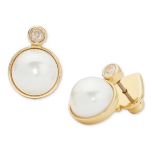 Pavé & Pearl Stud Earrings - Gold