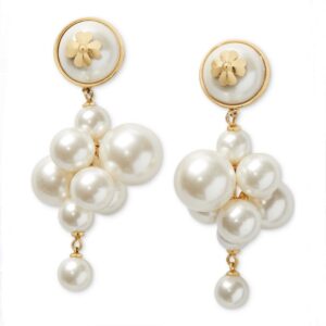 Pearls Cluster Drop Earrings - Cream/Gold