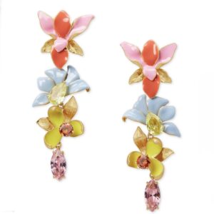 Flower Frenzy Statement Earrings - Enamel Gold