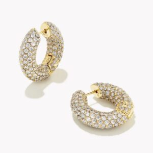 Mikki Pavé Small Hoop Earrings - Clear Gold