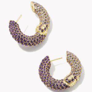 Mikki Pavé Small Hoop Earrings - Purple Gold